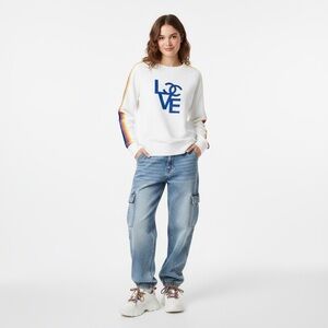 Love Striped Sleeve Sweatshirt